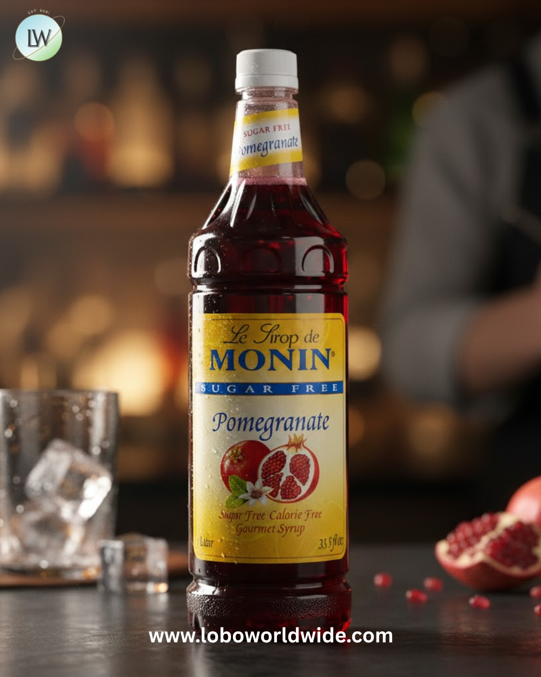 Monin Sugar Free Pomegranate Flavoring Syrup 1 Liter