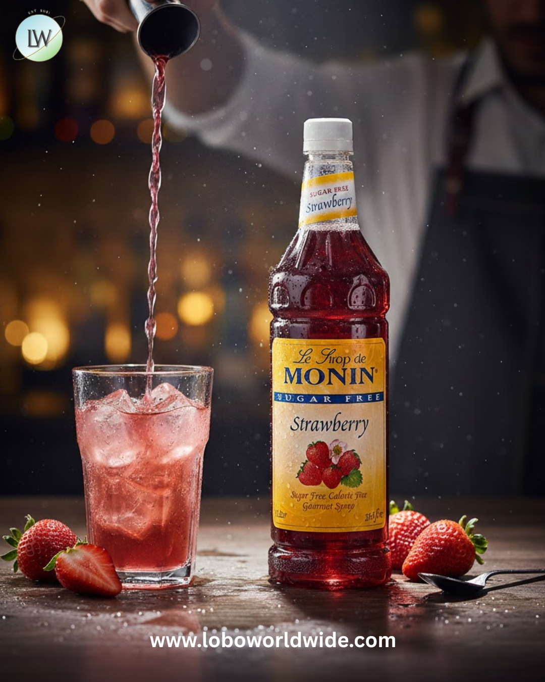 Monin Sugar Free Strawberry Flavoring Fruit Syrup 1 Liter