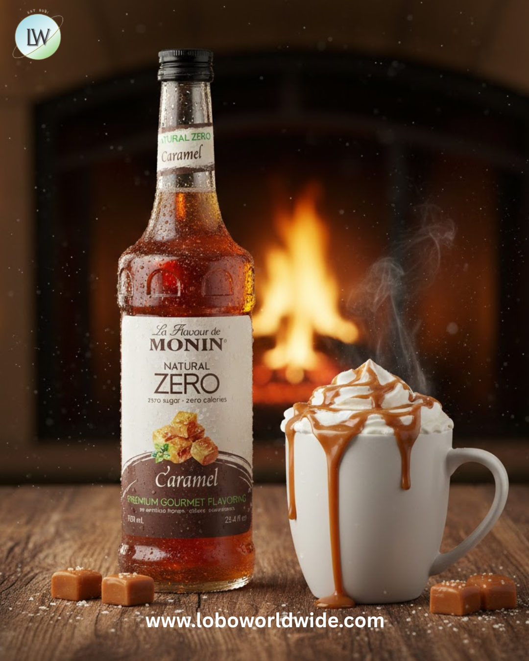 Monin Zero Calorie Natural Caramel Flavoring Syrup 750 mL(Various Sizes)