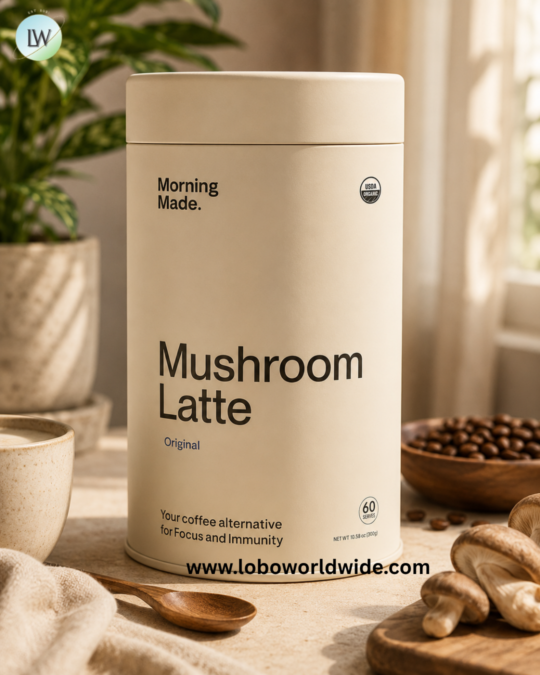 Morning Made, Mushroom Latte, Original, 10.58 oz (300 g)