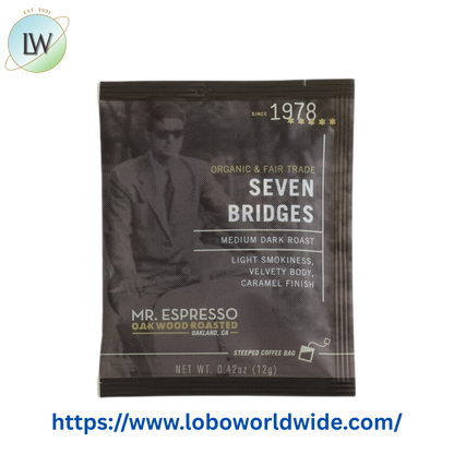 Mr. Espresso Organic Seven Bridges Blend Coffee Single Serve Bag - 100/Case