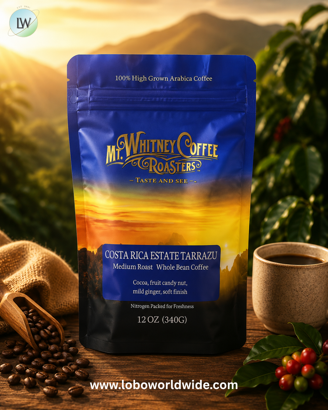 Mt. Whitney Coffee Roasters, Whole Bean Coffee, Medium Roast, 12 oz (340 g)