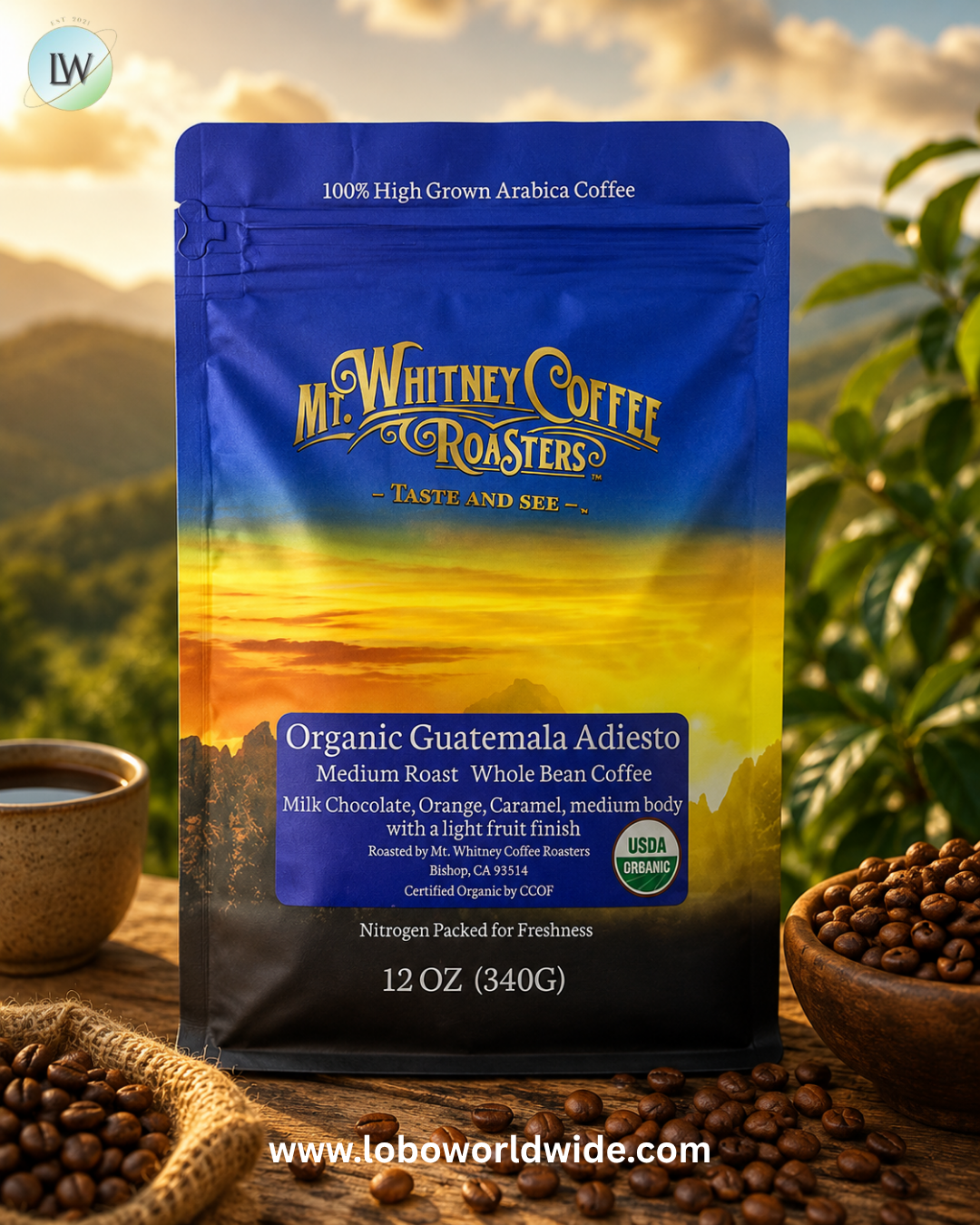 Mt. Whitney Coffee Roasters, Whole Bean Coffee, Medium Roast, 12 oz (340 g)