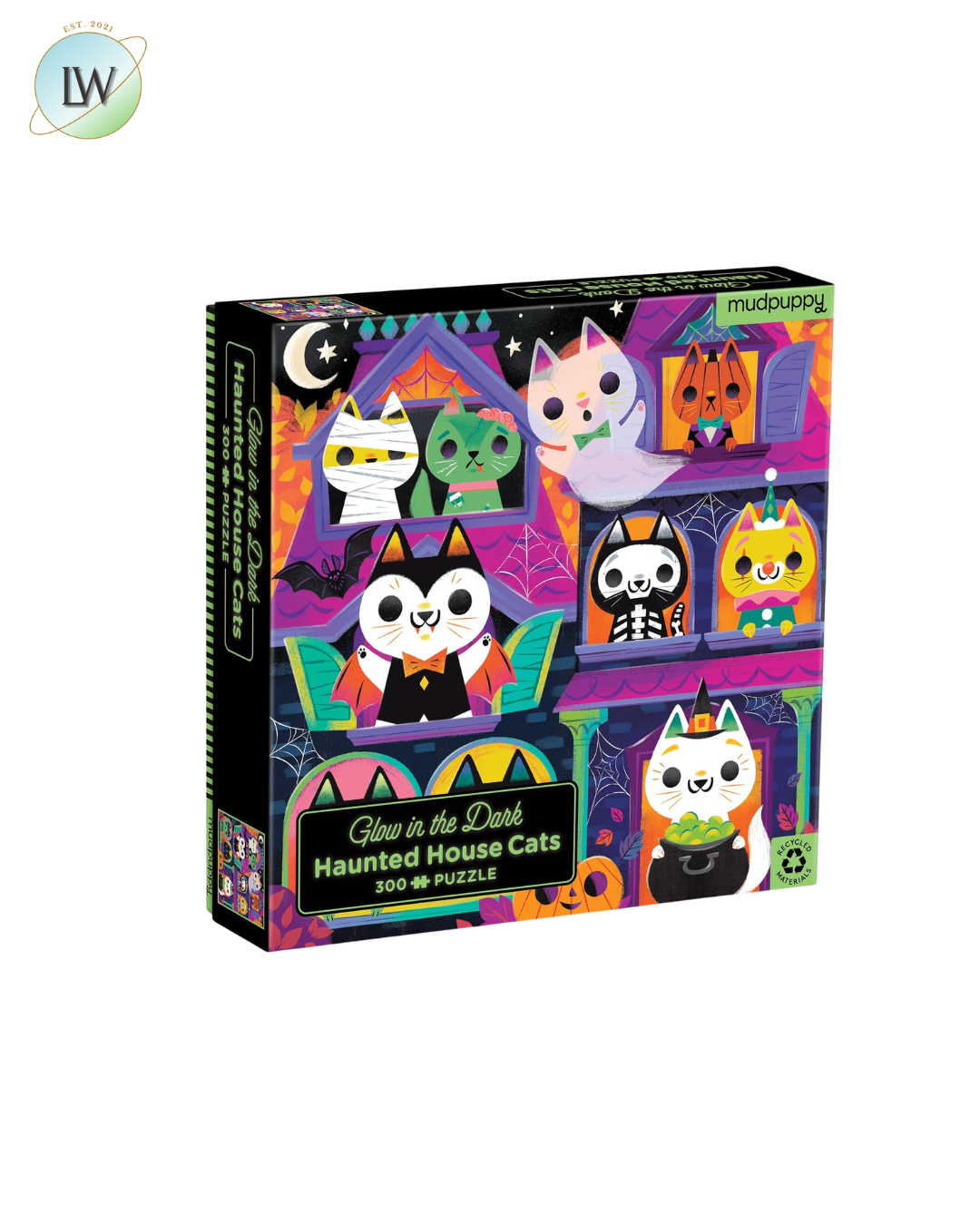 Mudpuppy Haunted House Cats Glow in the Dark Puzzle – 300 Piece