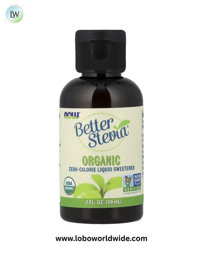NOW Foods, Organic Better Stevia®, Zero-Calorie Liquid Sweetener, 2 fl oz (59 ml)
