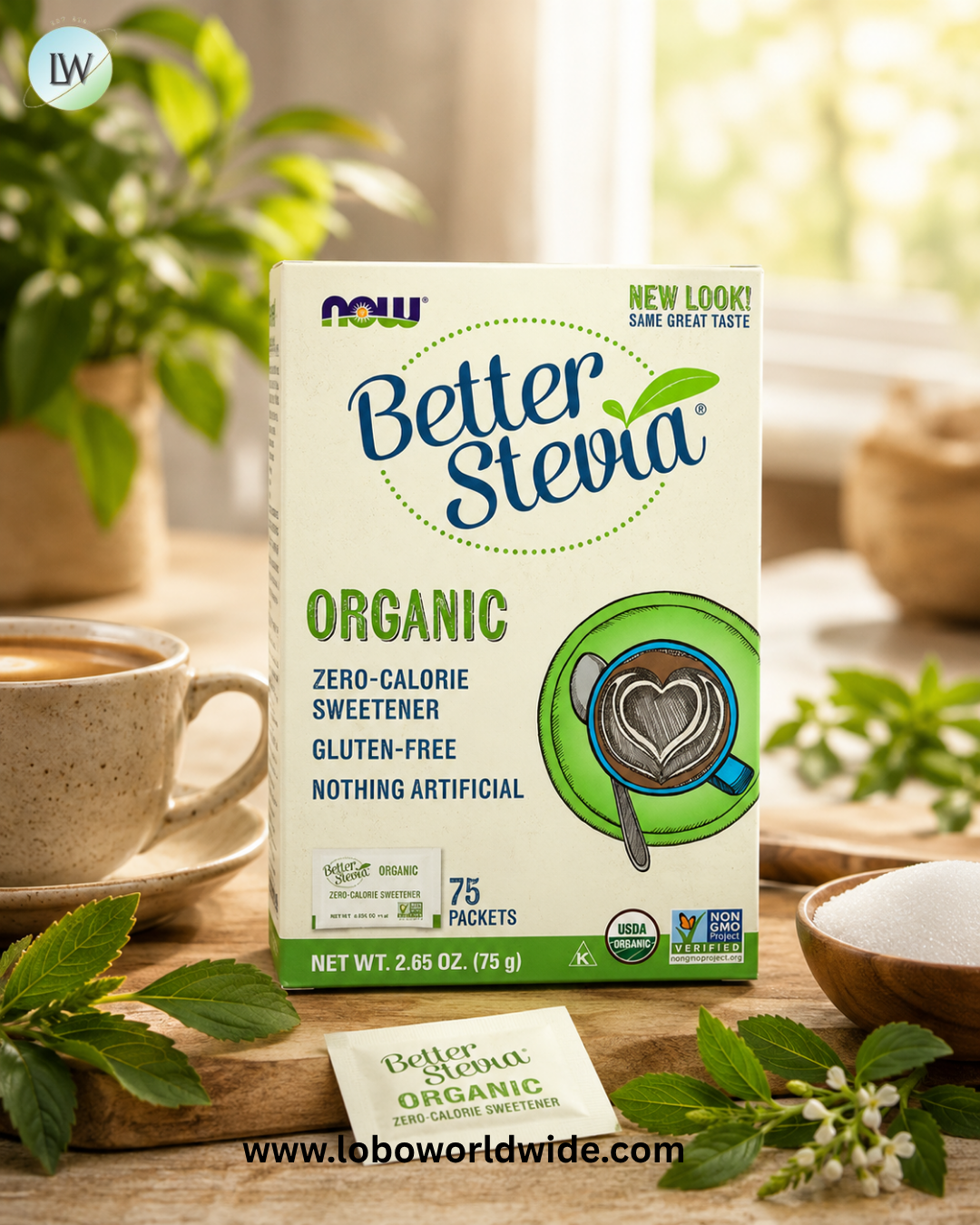 NOW Foods, Better Stevia, Zero-Calorie Sweetener, 75 Packets