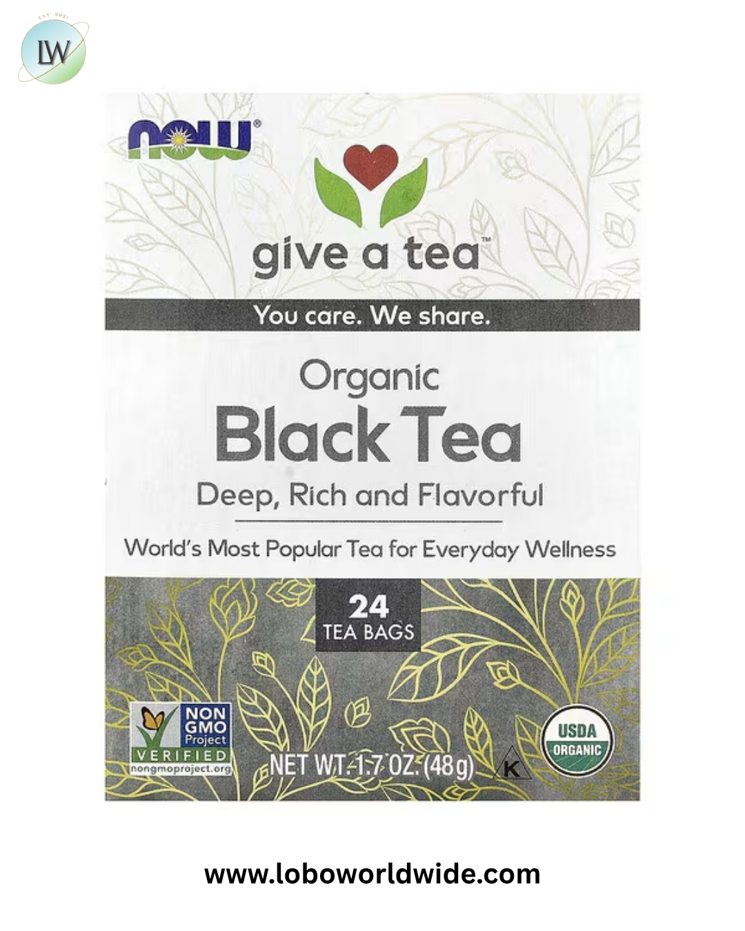 NOW Foods, Organic Black Tea, 24 Tea Bags, 1.7 oz (48 g)