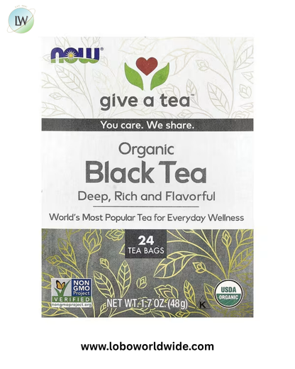 NOW Foods, Organic Black Tea, 24 Tea Bags, 1.7 oz (48 g)