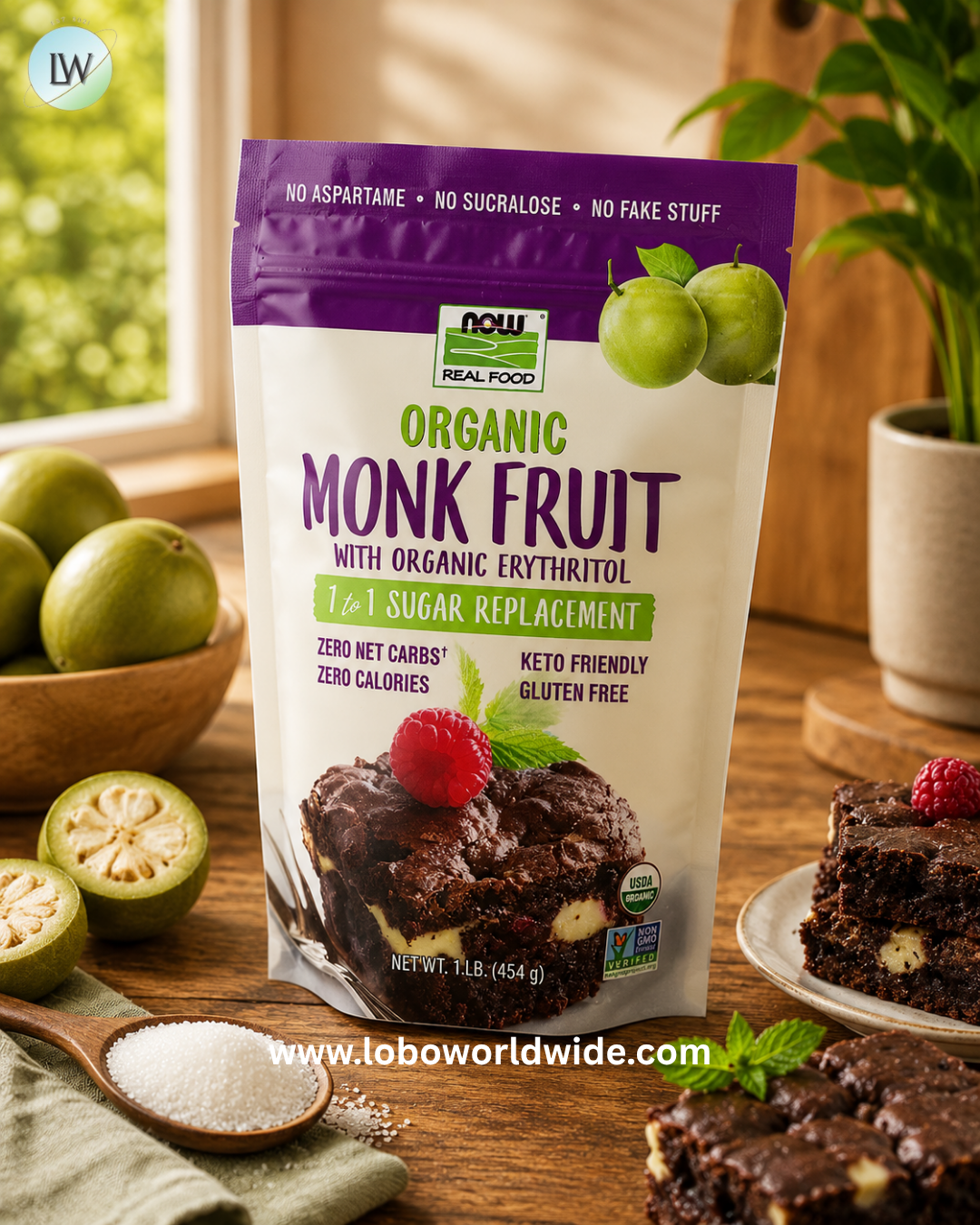 NOW Foods, Organic Monk Fruit With Organic Erythritol , 1 lb (454 g)