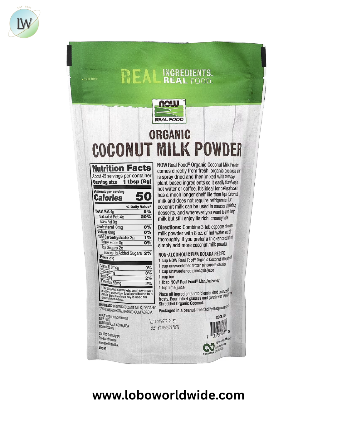 NOW Foods, Real Food, Organic Coconut Milk Powder, 12 oz (340 g)