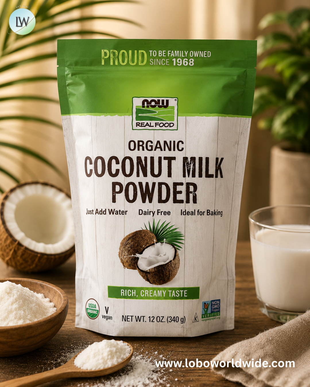 NOW Foods, Real Food, Organic Coconut Milk Powder, 12 oz (340 g)