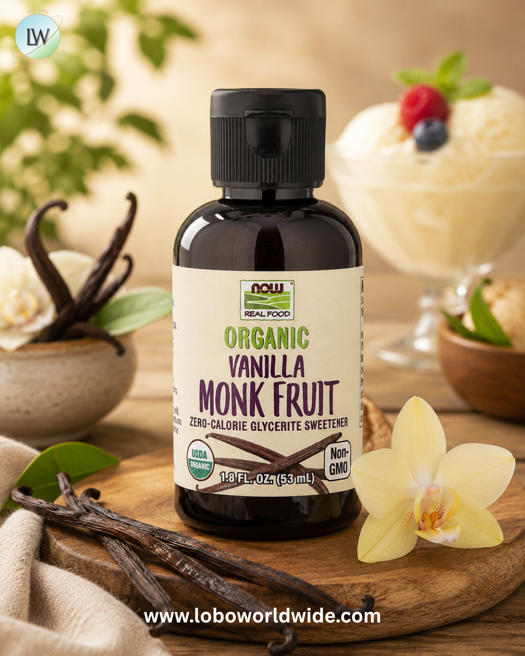 NOW Foods, Real Food, Organic Monk Fruit, Vanilla, 1.8 fl oz (53 ml)