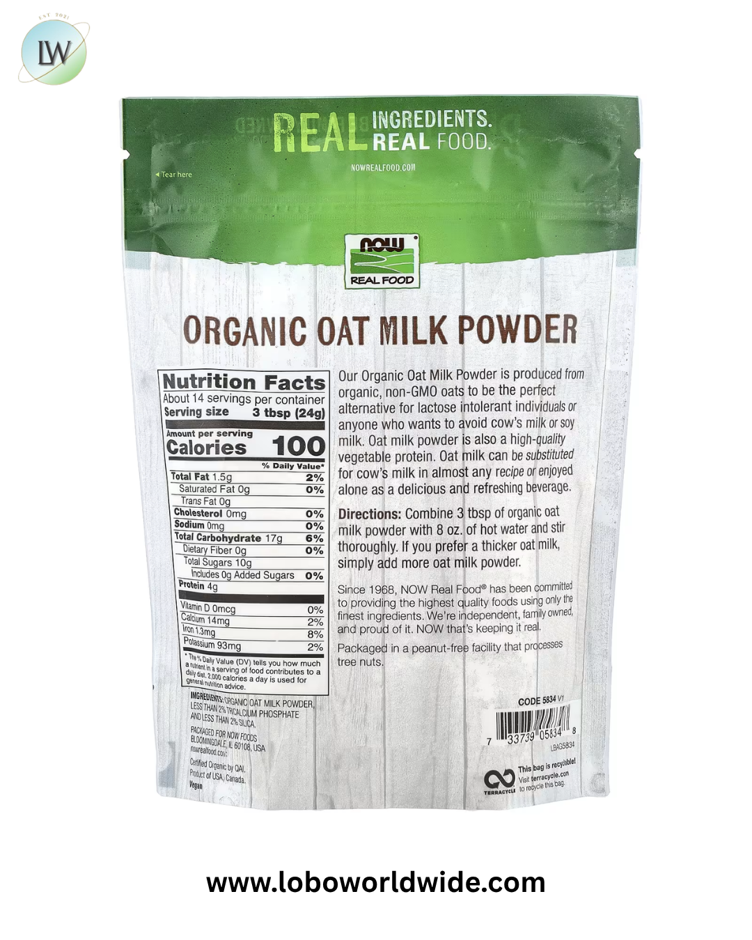 NOW Foods, Real Food, Organic Oat Milk Powder, 12 oz (340 g)