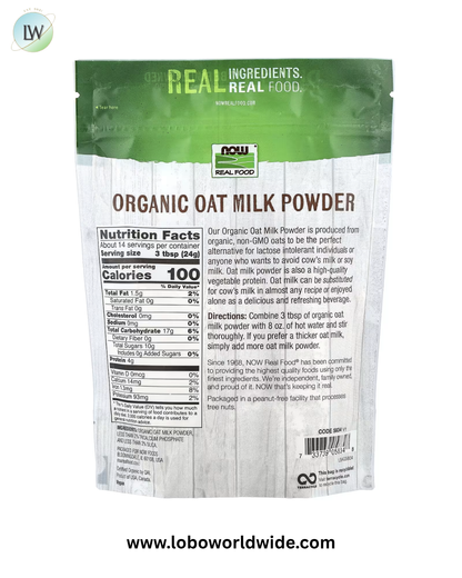 NOW Foods, Real Food, Organic Oat Milk Powder, 12 oz (340 g)