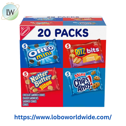 Nabisco Classic Mix Variety Pack, OREO, CHIPS AHOY!, Nutter Butter, RITZ Bits Cheese, 20 Snack Packs