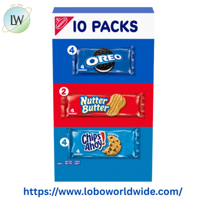 Nabisco Cookie Variety Pack, OREO, Nutter Butter, CHIPS AHOY!, 10 Snack Packs (4 Cookies Per Pack)