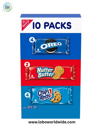 Nabisco Cookie Variety Pack, OREO, Nutter Butter, CHIPS AHOY!, 10 Snack Packs (4 Cookies Per Pack)
