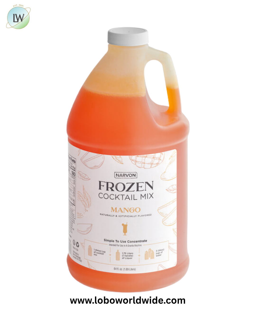 Narvon Mango Frozen Cocktail Mix Concentrate 1/2 Gallon