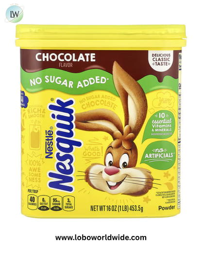 Nesquik, Nestle® Powder, Chocolate, No Sugar Added, 16 oz (453.5 g)