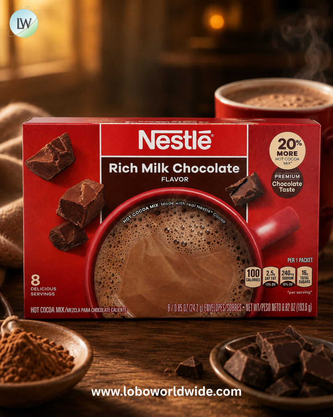 Nestle Hot Cocoa Mix, Rich Milk Chocolate, 8 Envelopes, 0.85 oz (24.2 g) Each