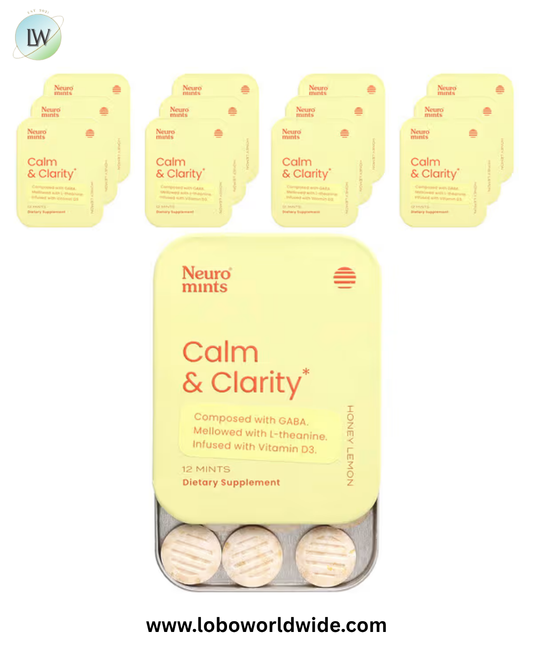 NeuroGum, NeuroMints, Calm & Clarity, Honey Lemon, 12 Pieces Each