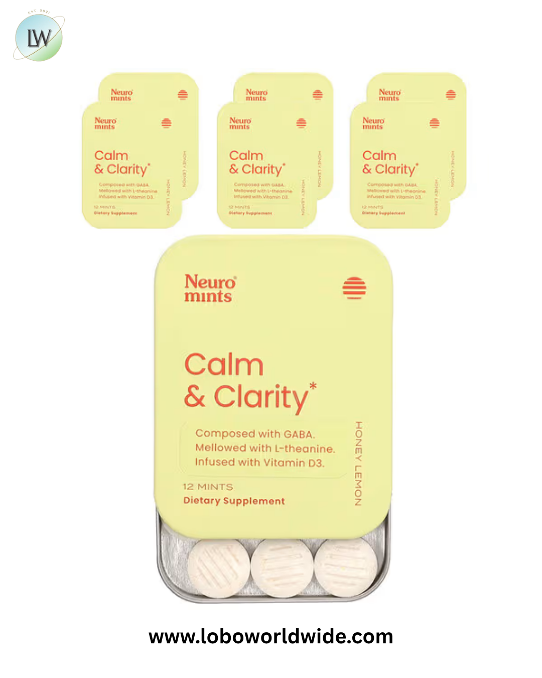 NeuroGum, NeuroMints, Calm & Clarity, Honey Lemon, 12 Pieces Each