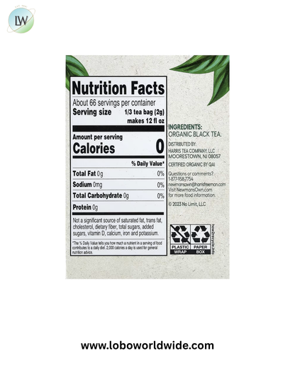 Newman's Own Organics, Organic Black Tea, 22 Tea Bags, 5 oz (141 g)