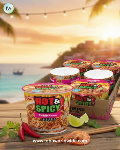 Nissin Hot & Spicy Ramen Noodle Soup, Shrimp, 3.27 Ounce (Pack of 6)