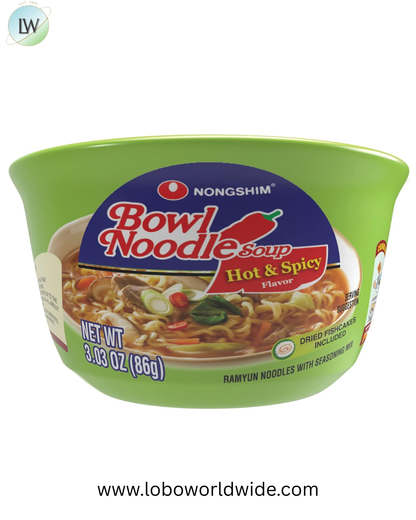 Nongshim Ramen Noodles, Gourmet Instant Ramen bowl, Premium Microwavable Noodle Soup, Hot & Spicy, 3.03 Ounce