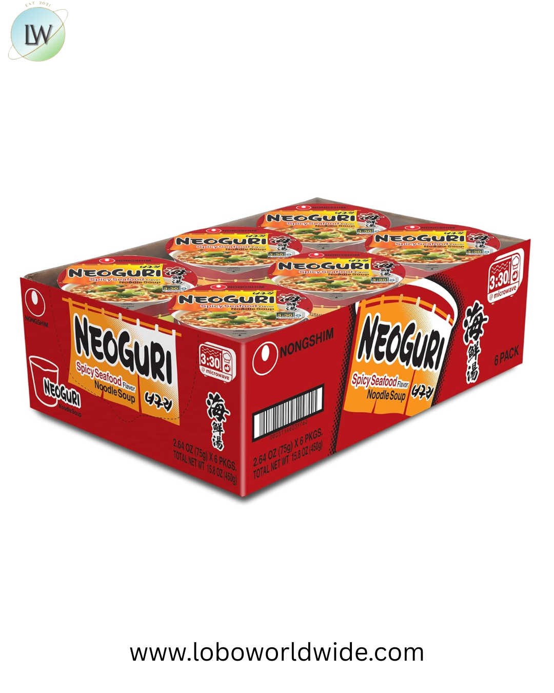 Nongshim Ramen Noodles, Gourmet Instant Ramen cup, Premium Microwavable Noodle Soup, Neoguri Spicy Seafood, 2.64 Ounce