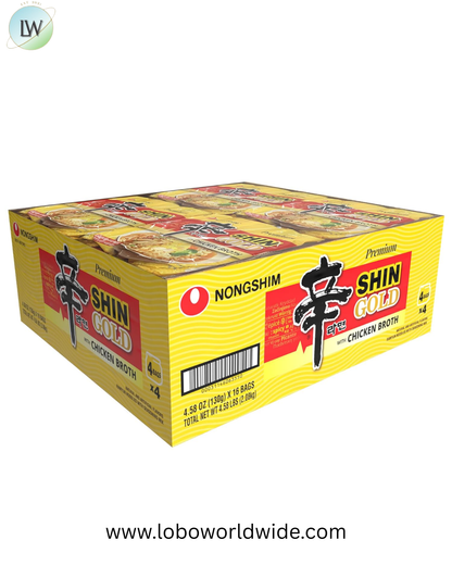 Nongshim Ramen Noodles, Gourmet Instant Ramen, Premium Microwavable Noodle Soup, Shin Gold, 4.58 Ounce (Pack of 16)