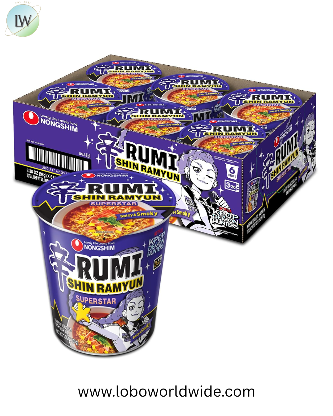 Nongshim Shin Ramyun, Instant Noodle Cup, Hamburger Taste, 3.35 oz (Pack of 6)