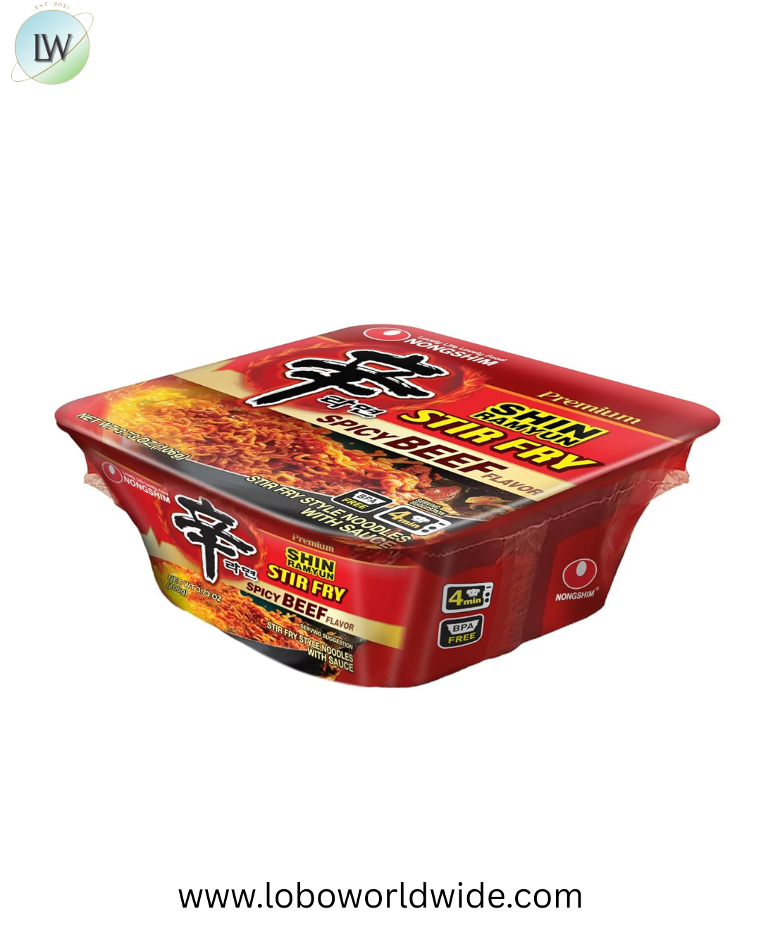 Nongshim Ramen Noodles, Gourmet Instant Ramen Bowl, Premium Microwavable Noodle, Stir-Fry Square, 3.73 Ounce (Pack of 6)