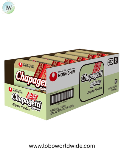 Nongshim Chapagetti Jjajang Noodles, Square Bowl Ramyun Instant Noodles with Sauce, Microwavable, 3.88 oz (Pack of 6)