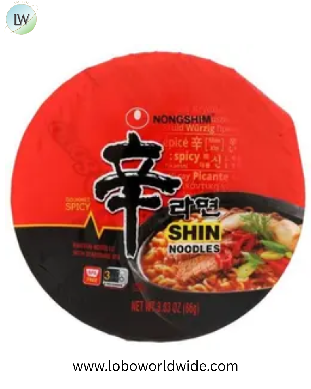 Nongshim Gourmet Spicy Shin Bowl Noodle Soup, 3.03 Ounce -- 12 per case