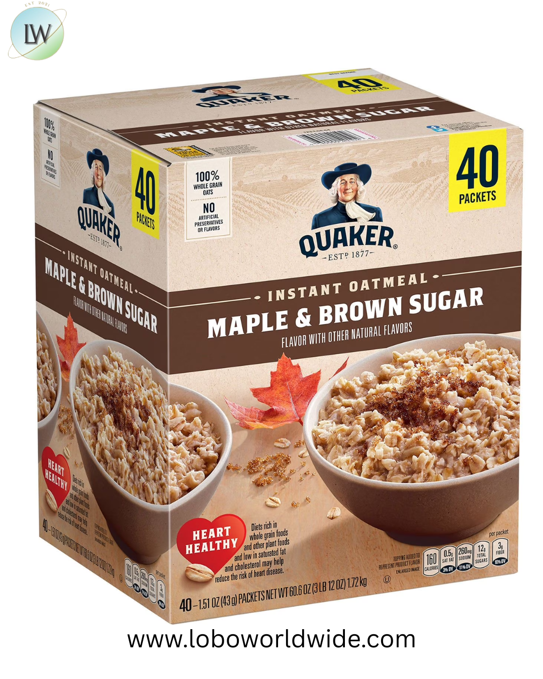 Quaker Instant Oatmeal, Maple Brown Sugar, 1.51 oz., 40 pk.