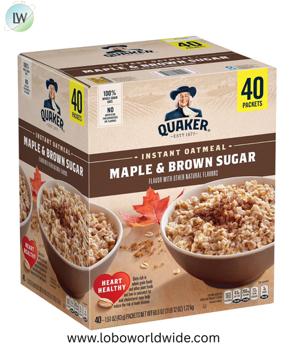 Quaker Instant Oatmeal, Maple Brown Sugar, 1.51 oz., 40 pk.