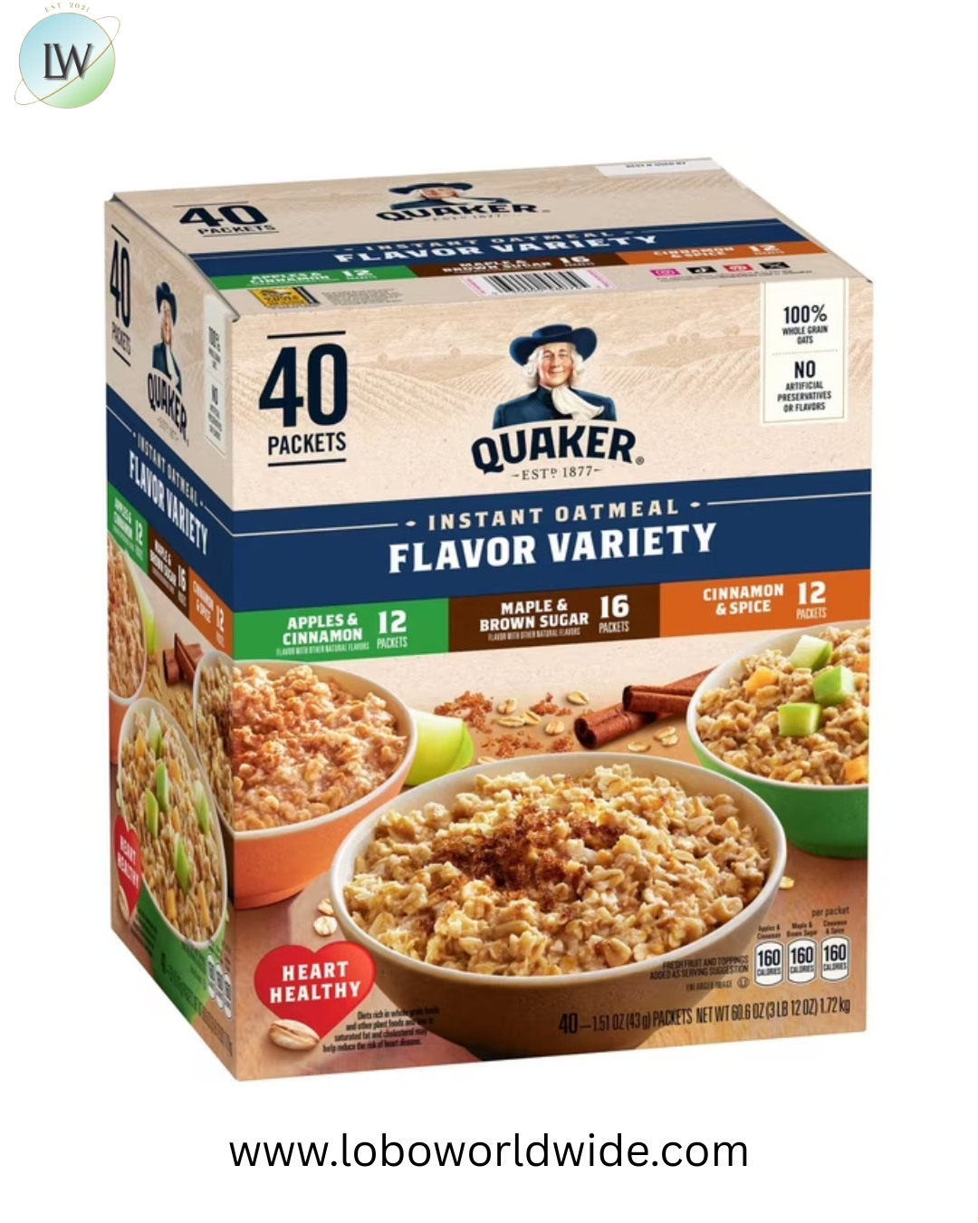 Quaker Instant Oatmeal, Variety Pack, 1.51 oz., 40 ct.