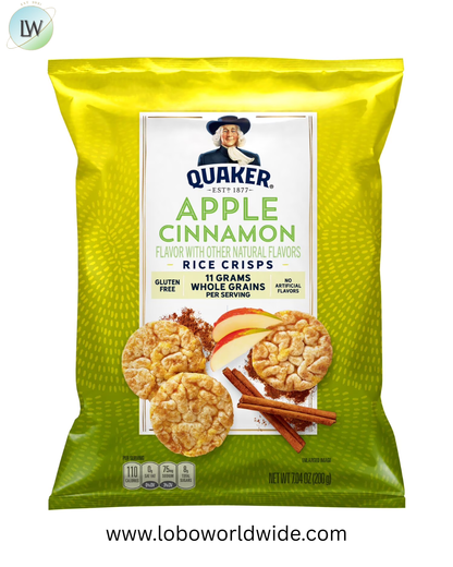 (6 pack) Quaker Popped Gluten Free Apple Cinnamon Rice Crisps 7.04 Ounce Bag