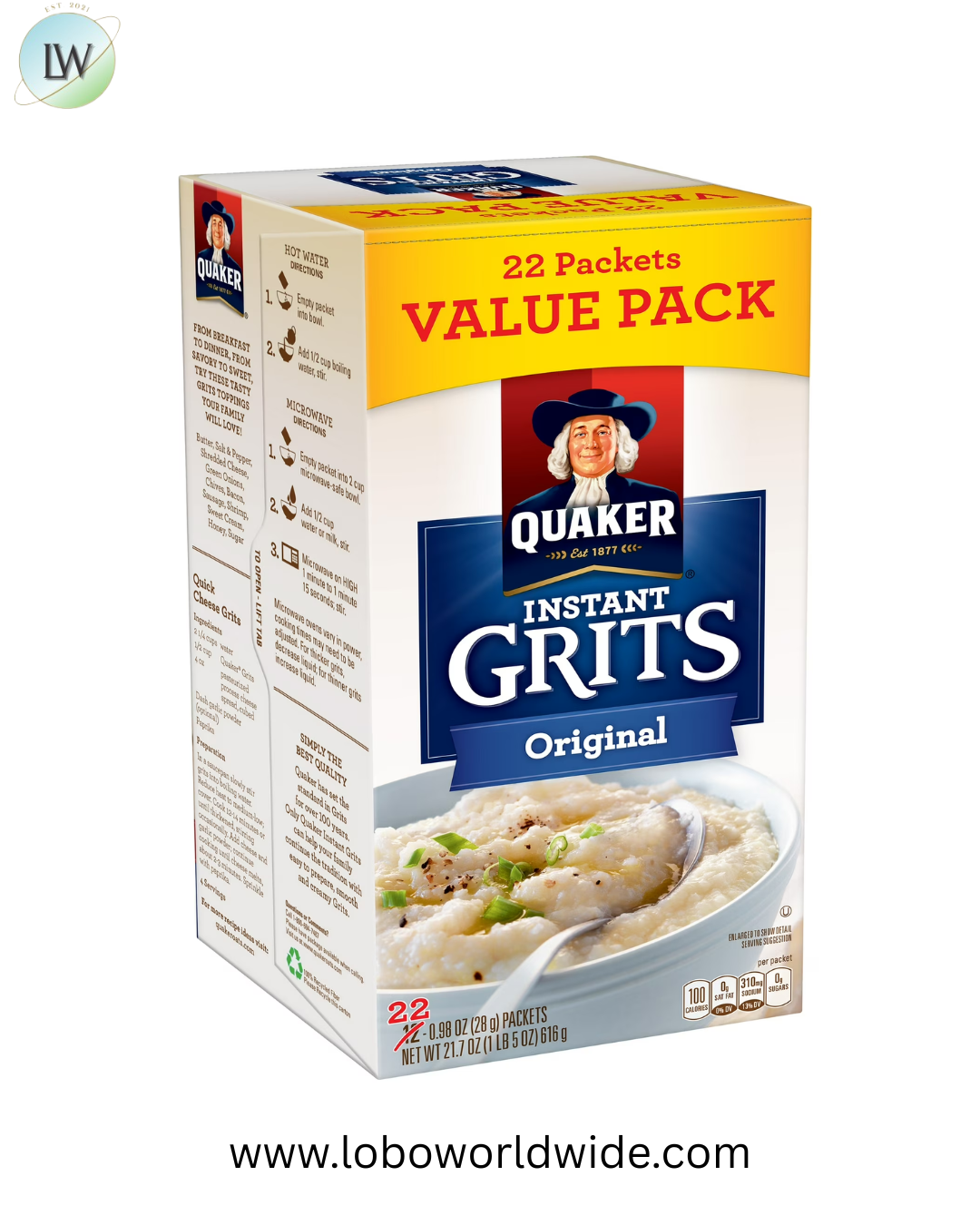 Quaker Instant Grits Original, 0.98 oz 22 Count