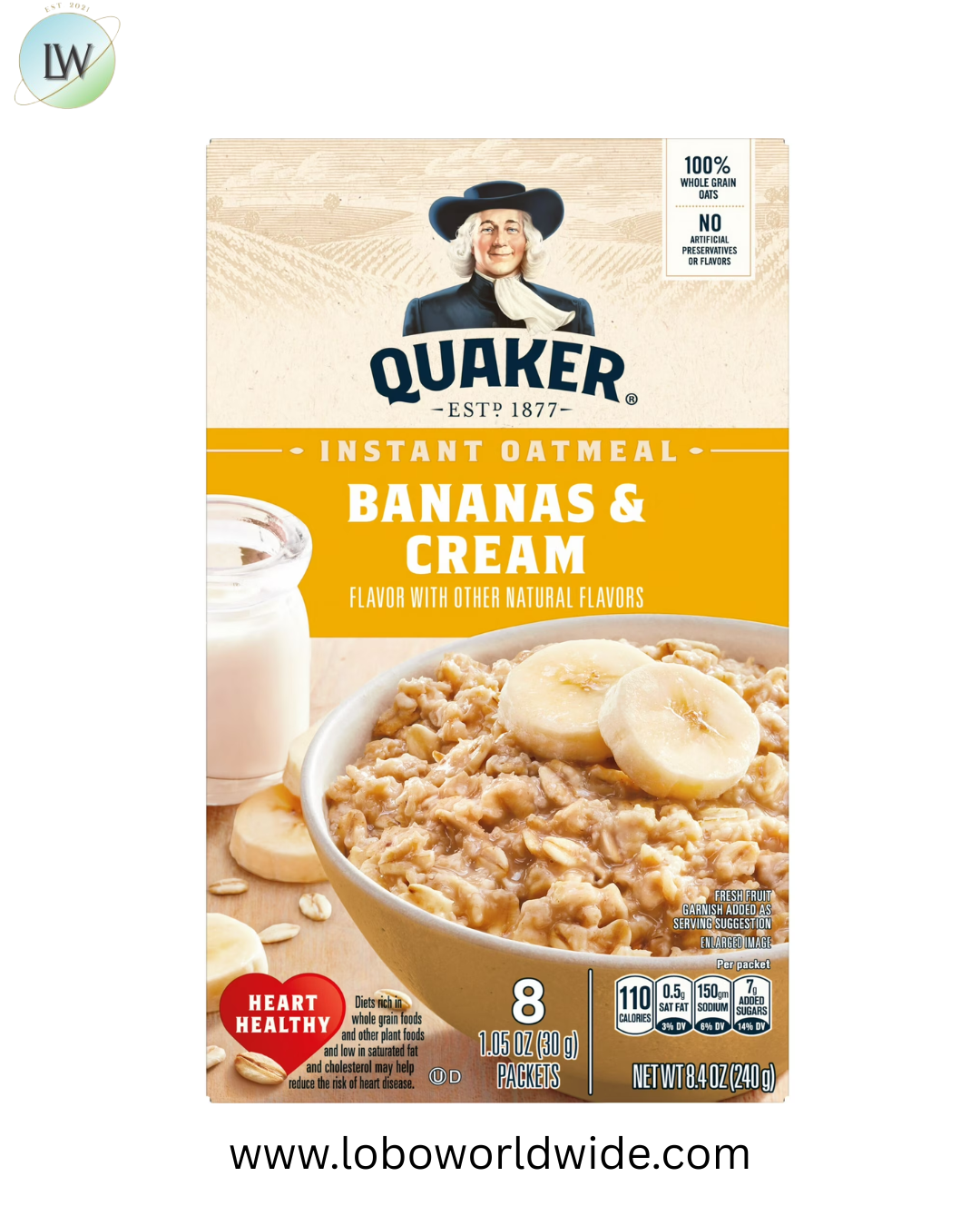 Quaker Instant Oatmeal Bananas & Cream 1.05 Oz 8 Count