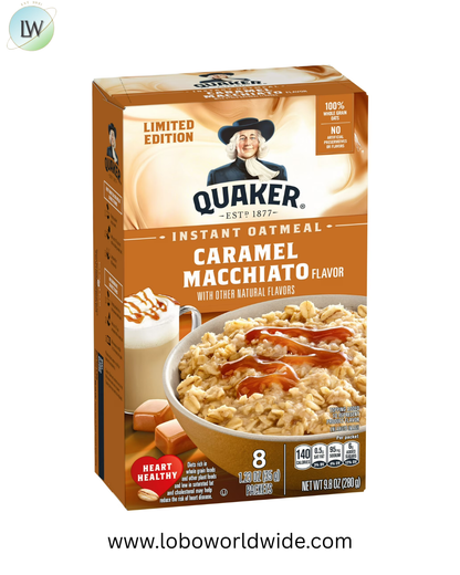 Quaker Caramel Macchiato Flavor Instant Oatmeal, 8 Count, 9.8 Ounce Box