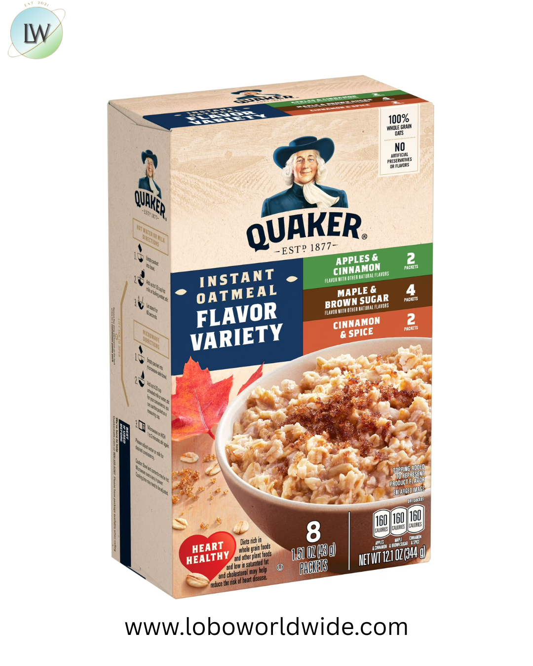(12 pack) Quaker Instant Oatmeal, Variety, 12.1 oz, 8 Count