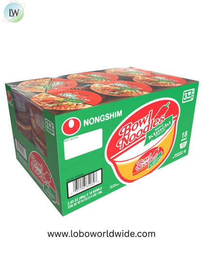 Nongshim Spicy Kimchi Ramen Noodle Soup Bowl 3.03 oz., 18 ct.