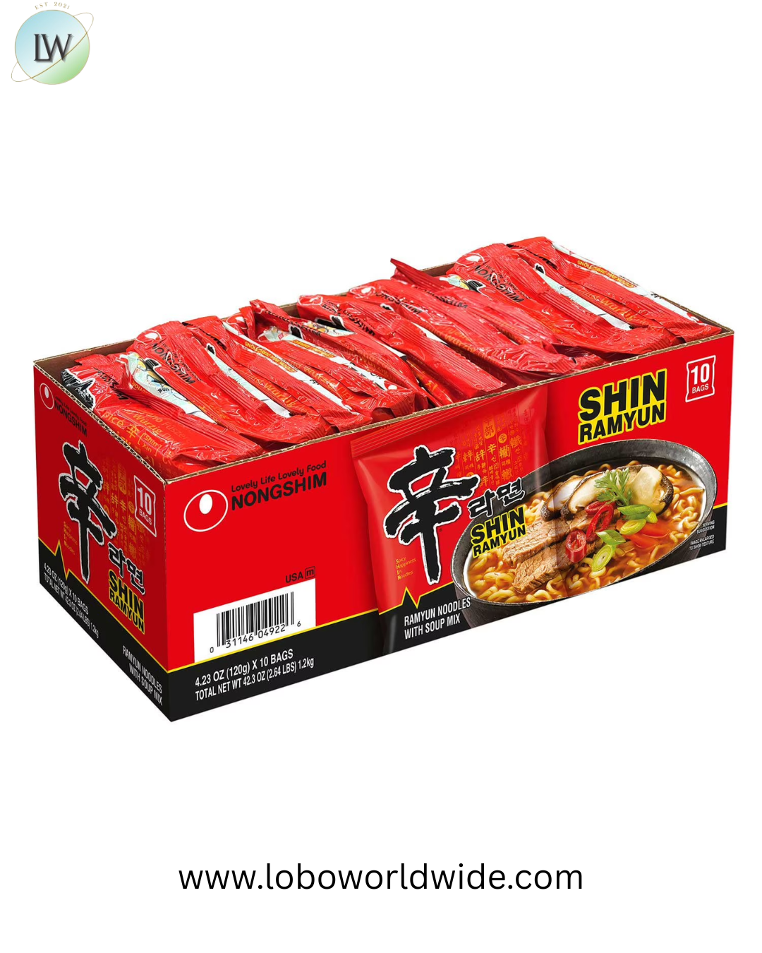 Nongshim Shin Ramyun Spicy Beef Ramen Noodle Soup, 4.23 oz., 10 pk.