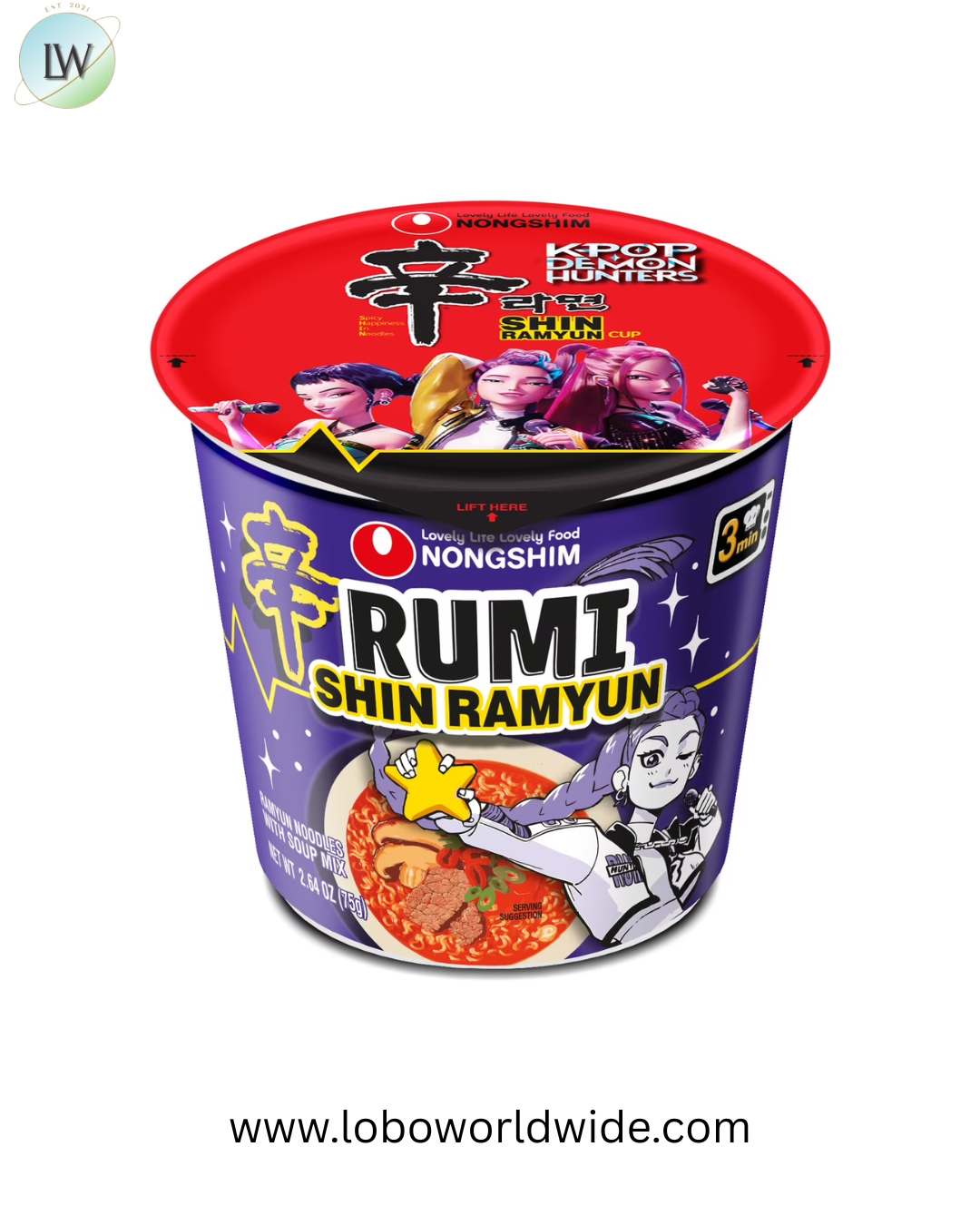Nongshim K-Pop Demon Hunters Shin Ramyun Spicy Beef Ramen Noodle Soup Cup, 2.64oz X 3 Count, Shelf-Stable(PACK OF 3)