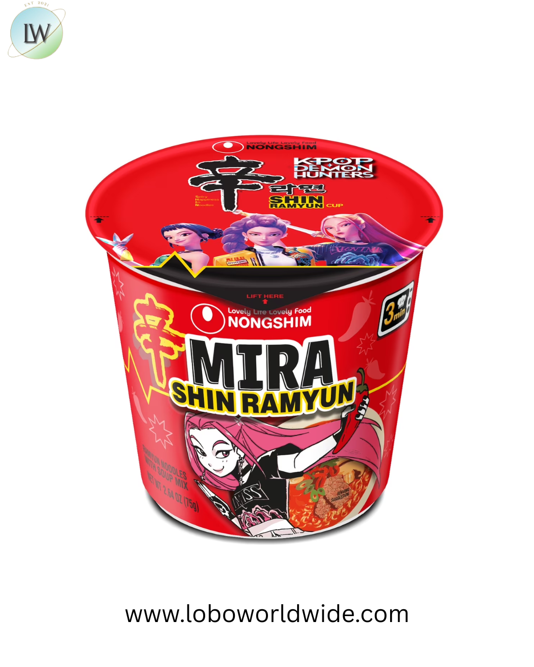 Nongshim K-Pop Demon Hunters Shin Ramyun Spicy Beef Ramen Noodle Soup Cup, 2.64oz X 3 Count, Shelf-Stable(PACK OF 3)