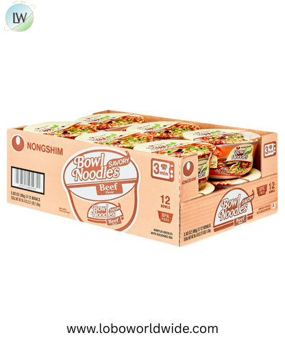 Nongshim Bowl Noodle Ramen Noodle Soup Bowl, 3.03oz X 12 Count, Shelf-Stable