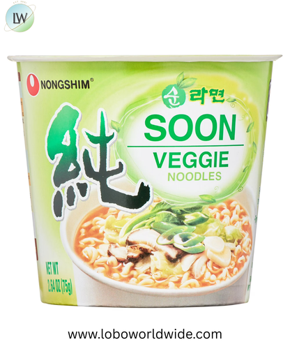 Nongshim Soon Veggie Savory Vegan Ramyun Ramen Noodle Soup Cup, 2.64oz X 6 Count, See Item for Allergens