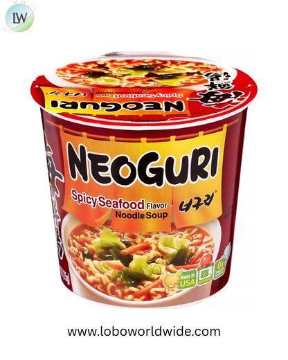 Nongshim Neoguri Spicy Seafood Cup Noodle Soup, 1 Count x 2.64oz, Shelf-Stable(Pack of 3)